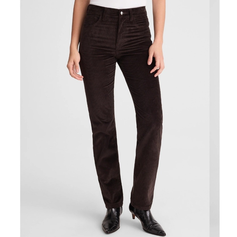 Madewell The Longline Straight Pant Corduroy Black Walnut Brown High Rise 32